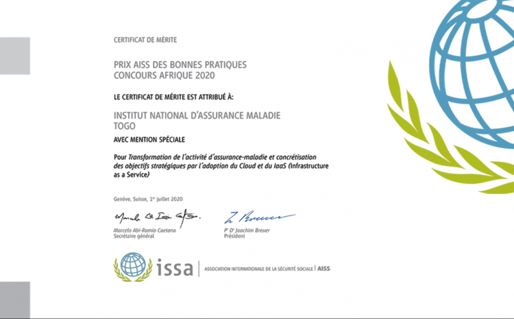 INAM RECOIT 05 OCTOBRE 2021LE PRIX AISS DES BONNES PRATIQUES CONCOURS AFRIQUE 2020.